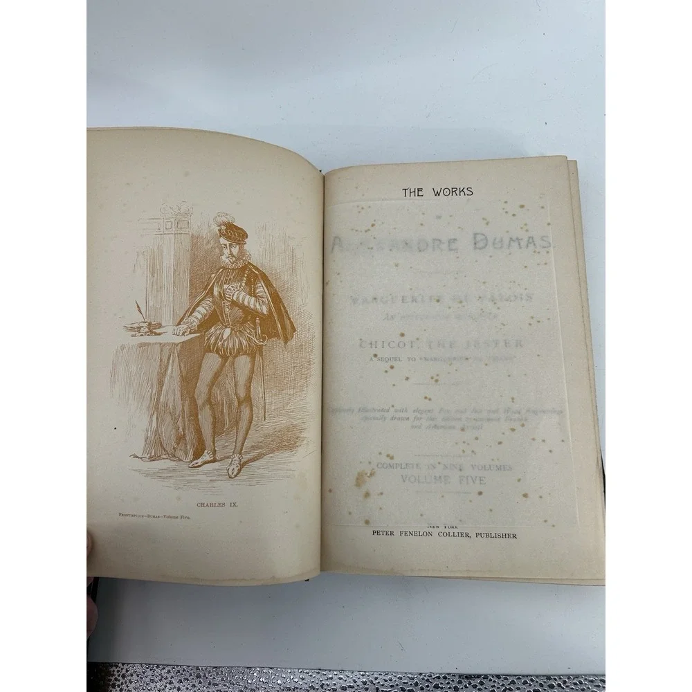 Antique 1893 The Works of Alexander Dumas Hardcover Books Volumes 5 6 & 8